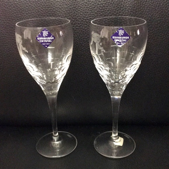 Edinburgh Crystal Royal Doulton “Skibo”Wine/ Champagne Glasses Set of 2. New - Picture 1 of 7